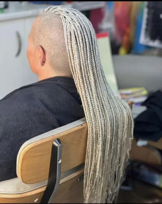 Under-cut single braids — work by Mariama