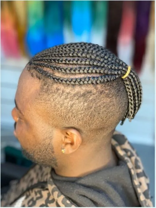 Men 10 top cornrows — salon work by Mariama