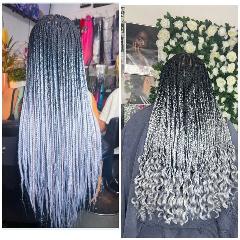 Ombré box braids with Chinese fiber — salon work by Mariama