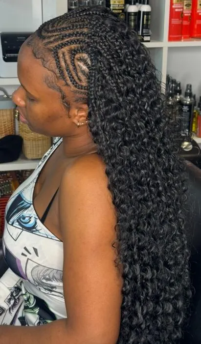 Fulani bohemian box braids (Synthetic Curls) — salon work by Mariama