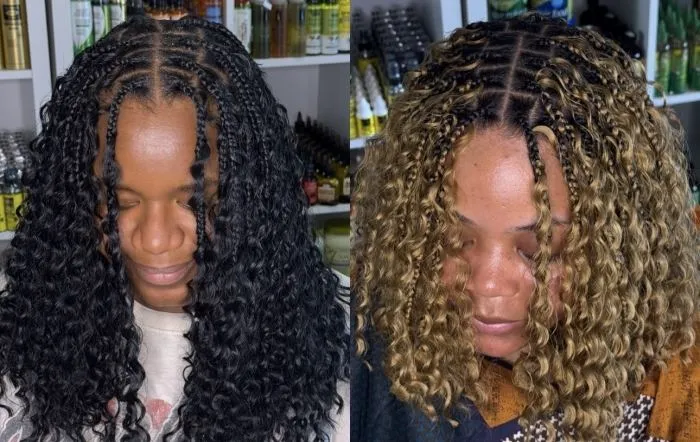 Medium Boho Bob knotless/box braids — salon work by Mariama
